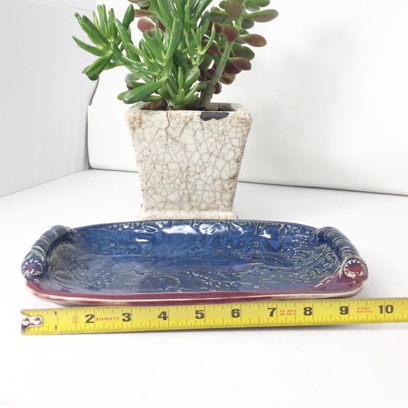 Ann Hamlin Pottery Oklahoma Lace Imprint Tray - Picture 5 of 8